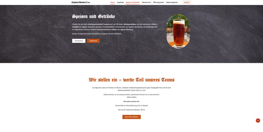 WordPress Referenz Gasthof Martin Unterneuses