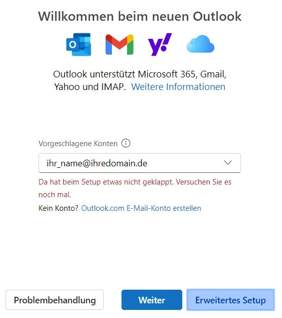 Hosting Heiser WebTec - Outlook für Windows E-Mail Postfach
