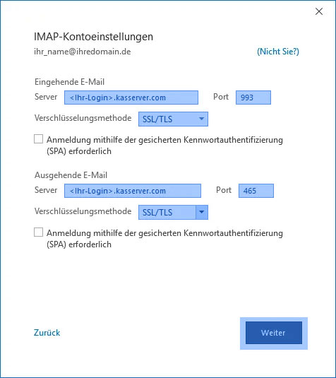 Hosting Heiser WebTec - Outlook E-Mail Postfach