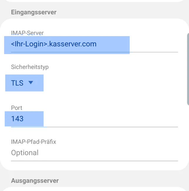 Hosting Heiser WebTec - Samsung Mail E-Mail Postfach