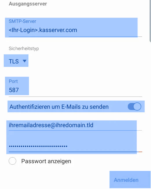 Hosting Heiser WebTec - Samsung Mail E-Mail Postfach