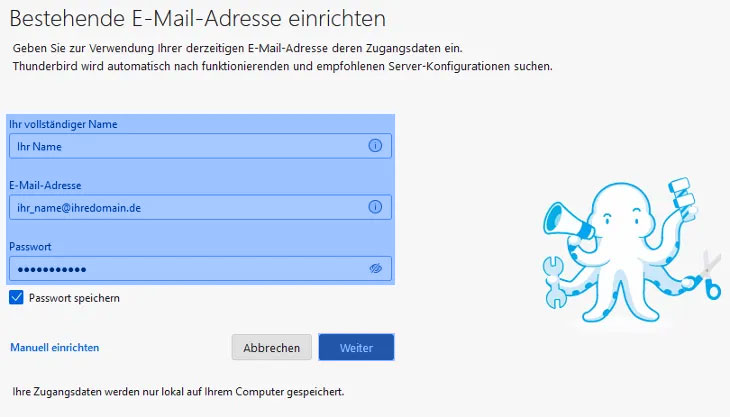 Hosting Heiser WebTec - Thunderbird einrichten Schritt 3