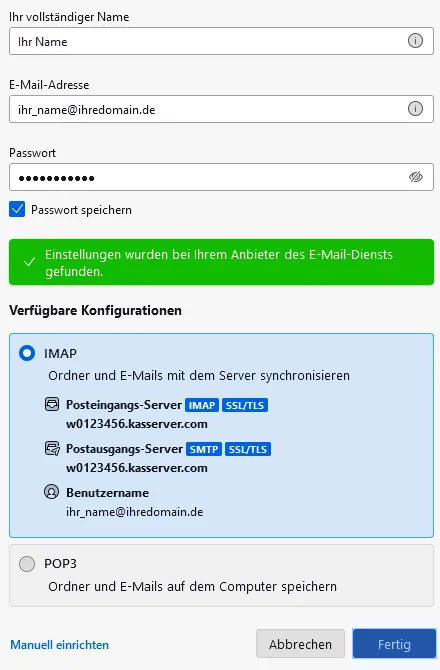 Hosting Heiser WebTec - Thunderbird einrichten Schritt 4